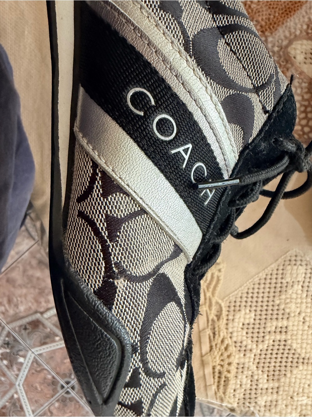 Coach Black and Gray Logo Lace-Up Sneakers - Picture 7 of 8